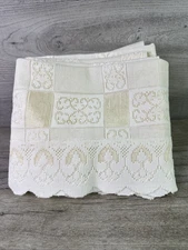 Lot Of 4 Vintage Valances Off Whites Scalloped Edges 13” x  58” Scroll Design