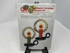 Columbia Minerva Christmas Needlepoint Ornament Kit Glittering Candles Vtg NOS