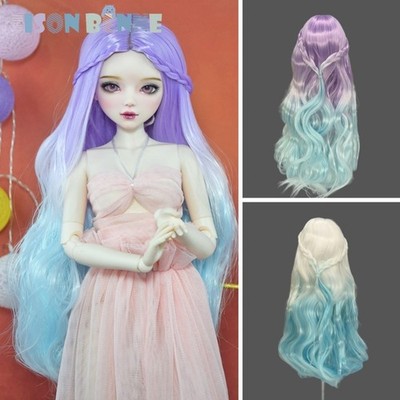 BJD Long Soft Wavy Braided Gradient Doll Wig 1/3 1/4 1/6 BJD