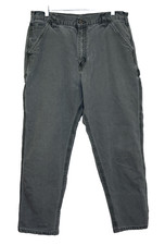 Carhartt Cargo Pants Mens 34x30 Green Duck Canvas Straight Leg Utility Workwear