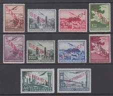 GERMAN OCCUPATION OF SERBIA 1941 AIRS SET (x10) MINT (ID:G4122)