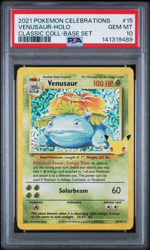 2021 POKEMON CELEBRATIONS CLASSIC COLLECTION #15 VENUSAUR-HOLO PSA 10