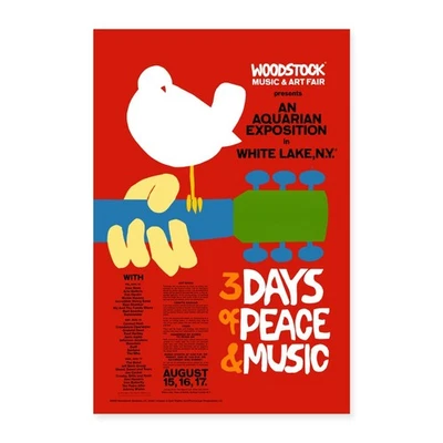 SPREADSHIRT Woodstock Festival Poster 3 Giorni di Pace Poster 60x90 cm, Taglia Unica, Bianco