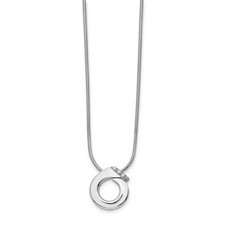 .925 Sterling Silver 0.01 Ct. Diamond Circle Pendant 18" Necklace White Ice