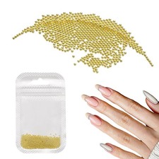 Nail Art Beads 0.05" Mini Metal Caviar Nails Beads Ball with Bag Gold