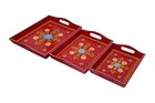 Handcrafted Wooden Serving Tray for Table-Home Decor & Gifts-Set of 3-Free Ship