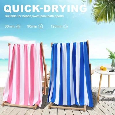 Beach Towel Microfibre Lightweight Swimming Quick Dry Towel Striped Extra Large