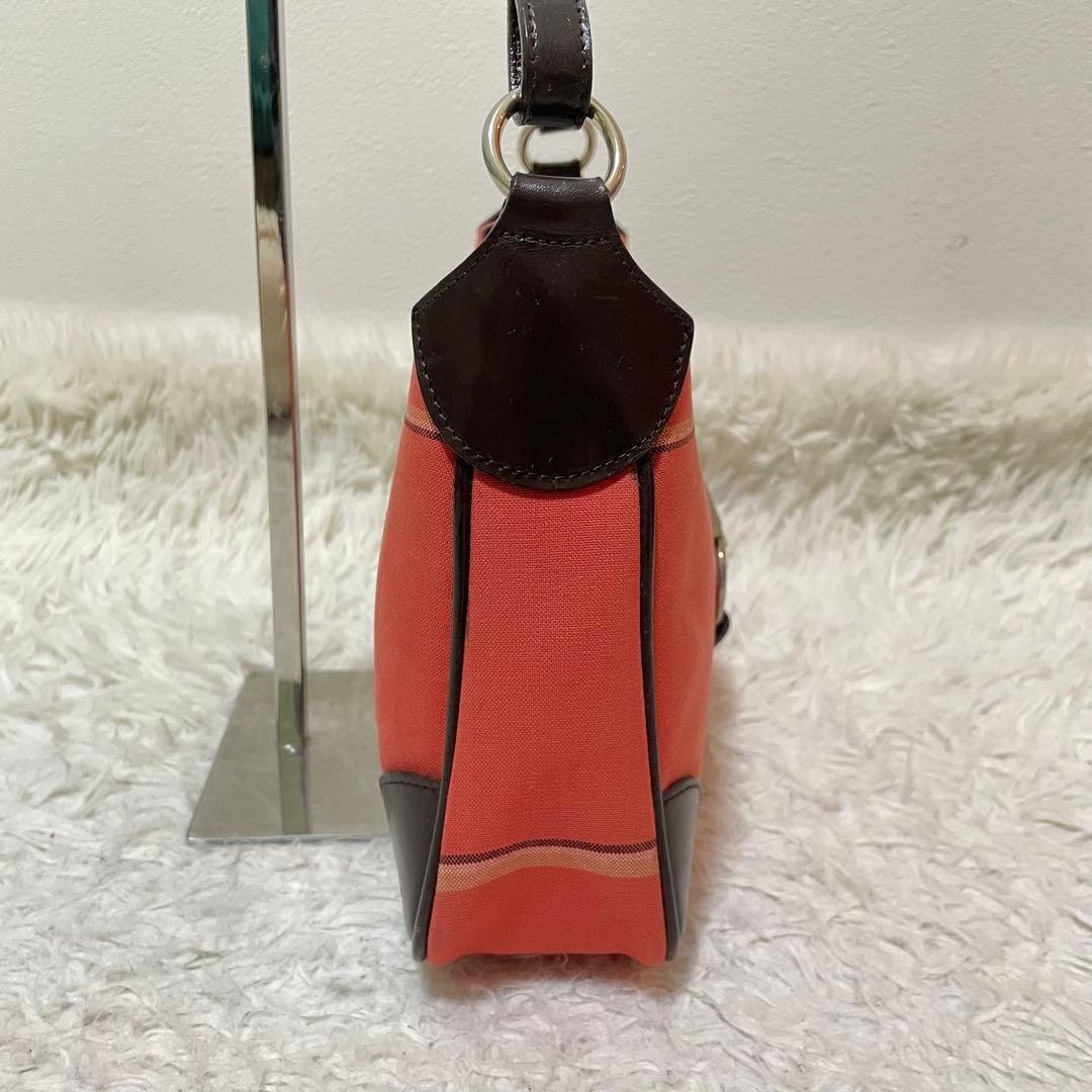 Burberry Blue Label One Shoulder Hobo Bag Red Leather Horse Logo Silver New thumbnail 5