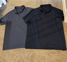 Nike Men's XL Dri-FIT Vapor Striped Golf Polo Shirt ( Blue) Lot Set Of 2