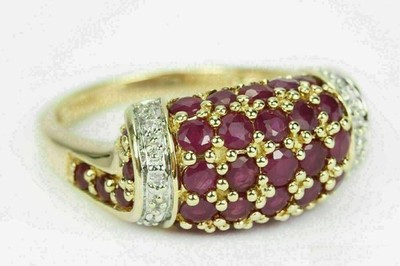 2Ct Round Simulated Red Ruby 14k Yellow Gold Plated In Cluster Engagement Ring