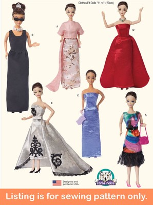 SEWING PATTERN 11 1/2'' Fashion Doll Clothes Fit Barbie Audrey Hepburn Dress 3156