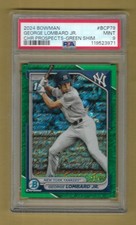 GEORGE LOMBARD JR 2024 BOWMAN CHROME 1ST GREEN SHIM SP #/99 GRADED PSA 9 MINT