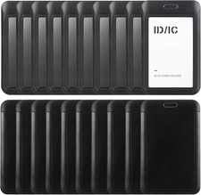 20 Pcs Black Badge Holder, Sliding Vertical Plastic Name Badge Holders, ID Holde