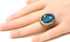 925 sterling silver tribal oval blue Ice Cubic Zirconia gemstone ring 11.2g — photo 4