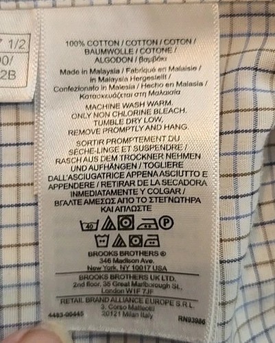 Brooks Brothers Classic Mens Dress Shirt 17 1/2 x 35 Long Sleeve Button Down - Picture 12 of 13