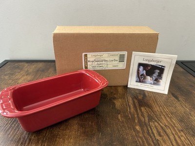 Longaberger Pottery Woven Traditions Small Loaf Dish Tomato NIB