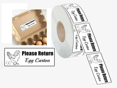 1 x 2.625 Inch 500 Pcs Please Return Egg Cartons 1 x inch, White 