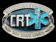 LB11137 VINTAGE 1970s CARDIAC RESCUE TECHNICIAN WE SAVE LIVES BELT BUCKLE