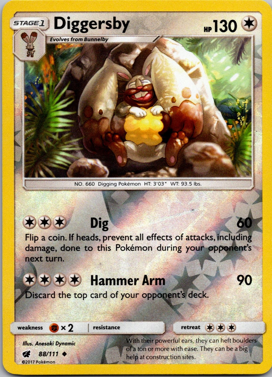 Diggersby 88/111 Uncommon Crimson Invasion Pokemon Reverse Holo Near Mint