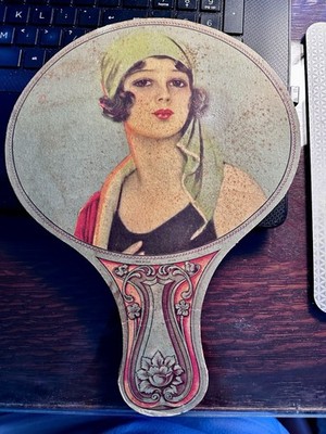 1920s Art Deco Flapper Girl Advertising Fan Goldenberg's Store East Boston MA