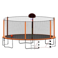16FT Trampoline w/Basketball Hoop Safety Enclosure Soccer Goal for Kids Outdoor