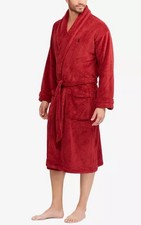 115 Polo Ralph Lauren Mens Red Microfiber Plush Shawl Collar Robe Size L/XL
