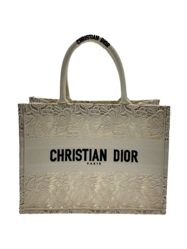 Christian Dior 23SS BOOK TOTE LACE White FLOWER PATTERN BAG Used