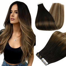 Black and Blonde Tape in Hair Extensions Human Hair 14Inch Tape in Extensions Bl