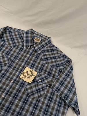 NWT Ely Cattlemen Pearl Snap Western Shirt Mens XXL Blue Plaid Short Sleeve