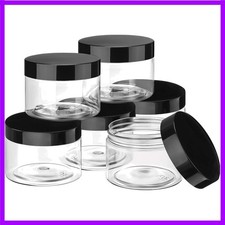 6 Pack 6 oz Plastic Jars Containers with Lids Small Empty Round Clear Contain...