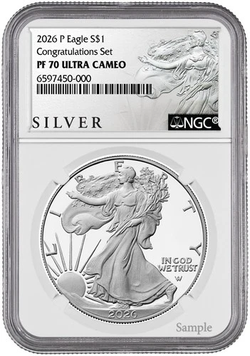 Pre - 2026 P Silver American Eagle S$1 Congratulations NGC PF70 Ultra Cameo #432