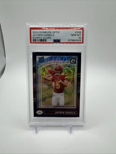 2024 Donruss Optic #248 Jayden Daniels RC Purple Scope PSA 10