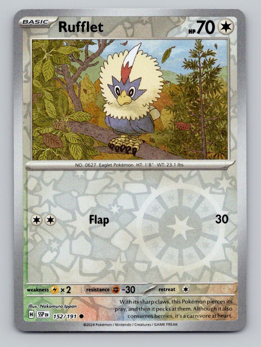 Rufflet 152/191 Common Surging Sparks Pokemon Reverse Holo Near Mint