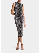 MICHAEL KORS Womens Black Slit Back Hem Trim Sleeveless Midi Body Con Dress S