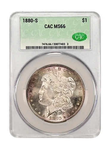 1880-S $1 Morgan Silver Dollar - CAC Grading (CACG) MS66 - Toner