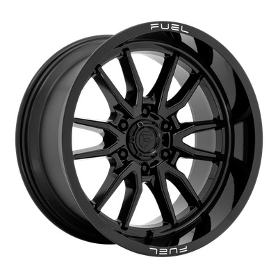 18x9 Fuel D760 Clash Gloss Black Wheels 6x5.5 (-12mm) Set of 4
