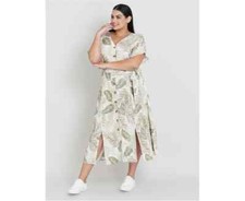 BEME Ladies Plus Size Green Leaf Patterned Shirtdress – Size 22 ,24 & 26