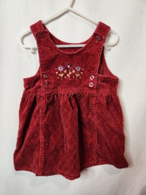 McKids Vintage Girls Burgundy Berry Corduroy Dress Jumper 3T Flowers  Buttons | eBay