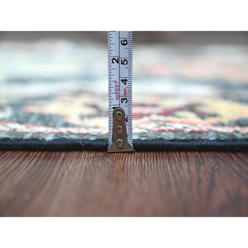2'8"x9'10" Black Angora Oushak Leaf Design Hand Knotted Wool Runner Rug R20585 - Picture 5 of 6