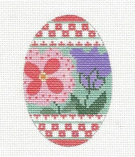 Spring Flowers EGG Easter handpainted Needlepoint Canvas by CH Design - Danji