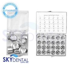 Dental SHORT Aluminum Shell Temporary Crowns All sizes #1-24 (10 pcs) or (84pcs)
