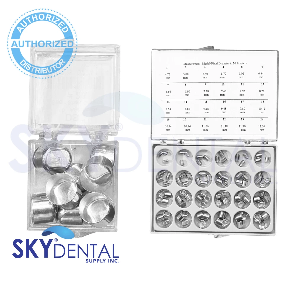 SKY CHOICE Dental SHORT Aluminum Shell Temporary Crowns All sizes #1-24 (10 pcs) or (84pcs)