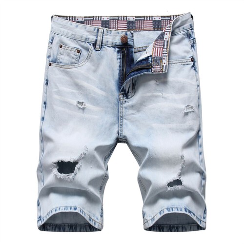 Mens Denim Shorts Ripped Distressed 