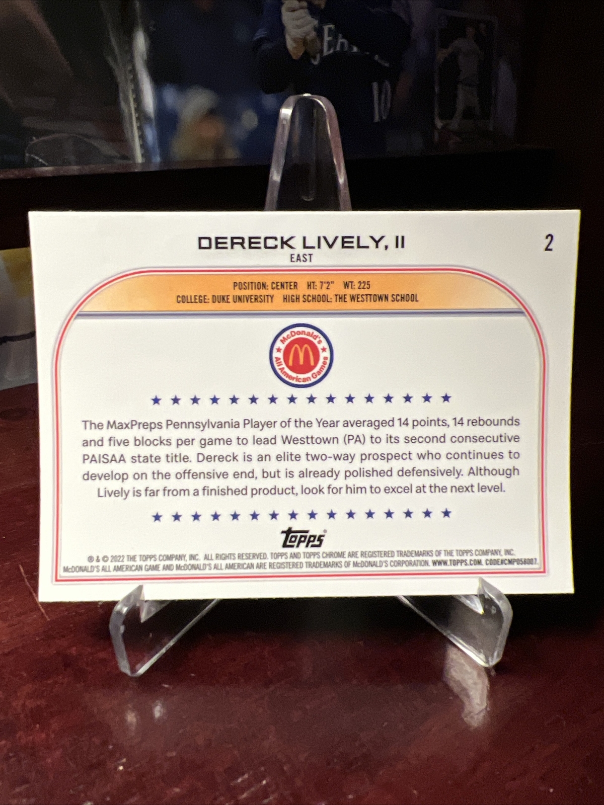 2022 Topps Chrome McDonalds DERECK LIVELY II Duke RC 2 eBay