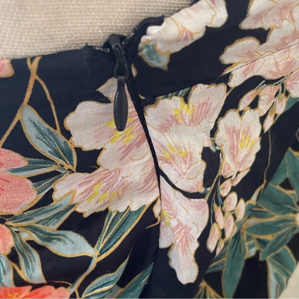 ZARA NWOT Hawaiian Floral PUFFY SLEEVE OFF SHOULDER BODYSUIT Size Medium thumbnail 4