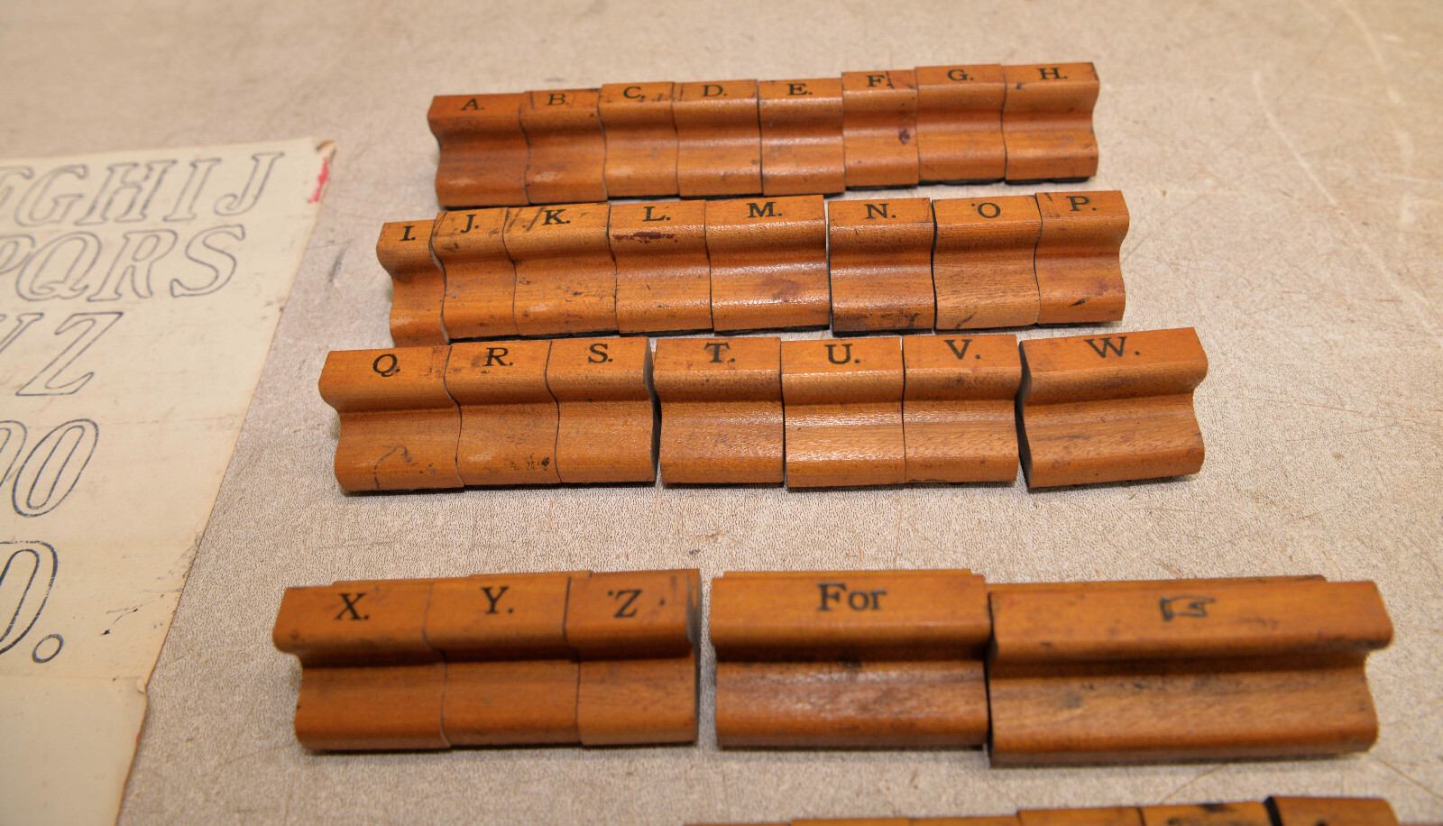 Antique hardware store wood rubber stamps sign making collectible tool lot