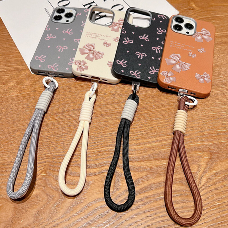 Coque IPhone 16e Avec Collier Réglable – Housse Silicone Fine, 2 Chaînes, Rose Foncé