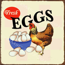 Fresh Eggs Metal Sign, Country Decor, Home Decor, Chickens, Coop Decor