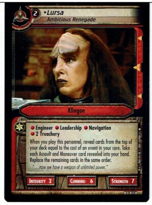 STAR TREK CCG 2E NECESSARY EVIL RARE CARD LURSA 4R154 ex