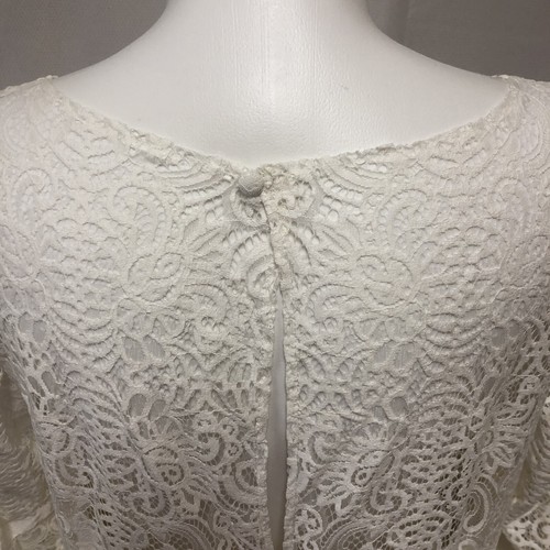 Short Illusion Lace Dress with 3/4 Bell Sleeves Ivory DB Studio SDWG0618 Size 22 - Picture 9 of 12